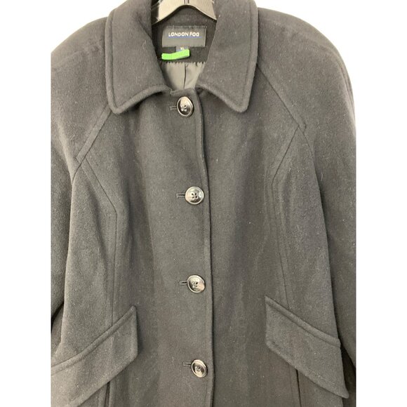 London Fog XL Women Black Wool Peacoat 7994 Button Coat Pockets Raglan A-line - Picture 12 of 12